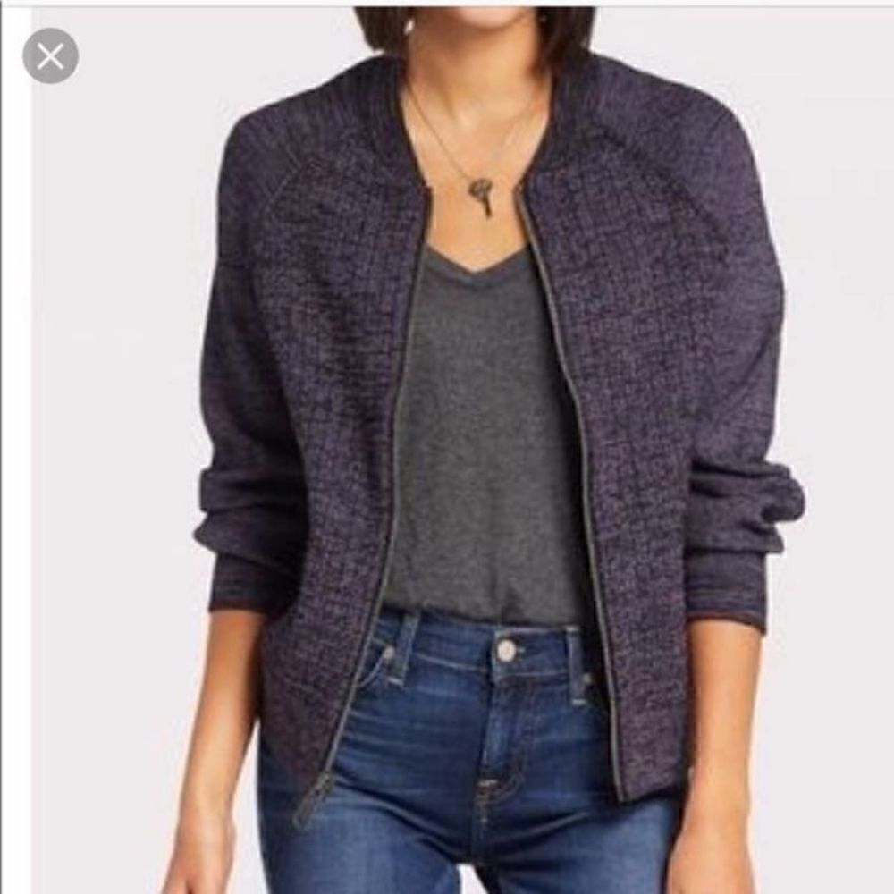 Free People Naomi Full Zip Sweater Sports Jacket Purple Black Size XS
